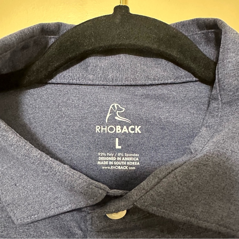 Rhoback Farmington Country Club Performance Golf Polo Men’s L Solid Blue - Picture 7 of 8